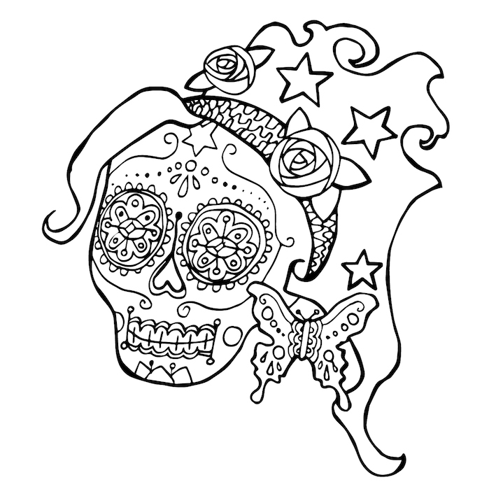 day of the dead illustration tattoo design